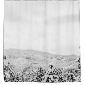 Tiefenschaum // Schwarz-Weiß-Skiing Duschvorhang (Vorderseite)