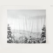 Tiefenschaum // Schwarz-Weiß-Skiing Wandteppich (Vorderseite (Horizontal))