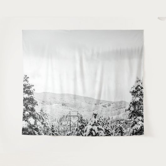 Tiefenschaum // Schwarz-Weiß-Skiing Wandteppich (Vorderseite (Horizontal))