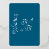 Tiefer Aquamariner, solider Silberstreifen Folieneinladung (Vorderseite)