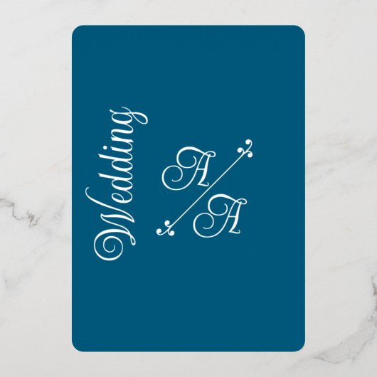 Tiefer Aquamariner, solider Silberstreifen Folieneinladung (Vorderseite)