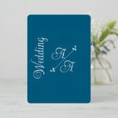 Tiefer Aquamariner, solider Silberstreifen Folieneinladung (Stehend vorne)