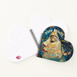 Tiefer Atem, Motivierend Zitat, Blau und Gold. Notizblock