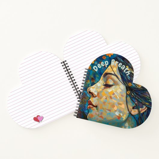 Tiefer Atem, Motivierend Zitat, Blau und Gold. Notizblock (Innenseite)