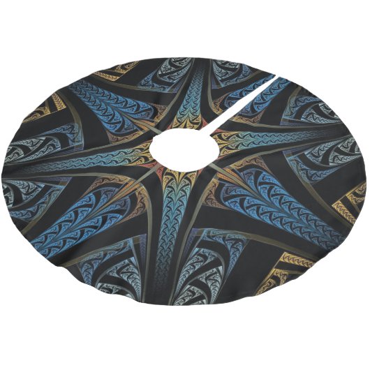 TIEFER BLAUER KELTISCHER KNOTEN-WEIHNACHTSrock Polyester Weihnachtsbaumdecke (Schrägansicht)