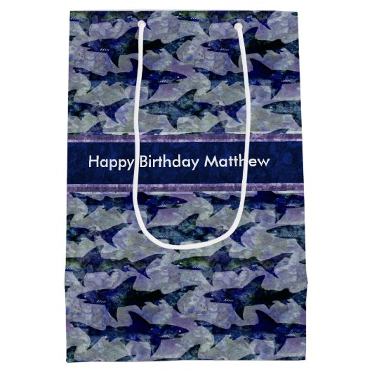 Tiefer blauer mittlere geschenktüte (Rückseite)