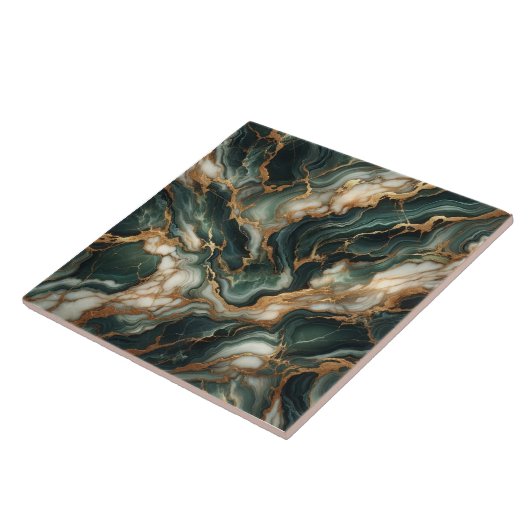 Tiefer grüner Marmor, goldene Adern, nahtloser Lux Fliese (Seite)