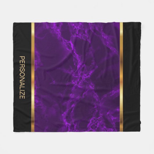 Tiefer Lila Marmor und Gold Fleecedecke (Vorderseite (Horizontal))