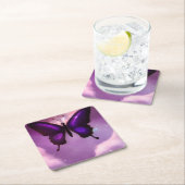 Tiefer Lila Schmetterling Rechteckiger Pappuntersetzer (Vor Ort)