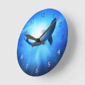 Tiefer Ozean-Haifisch-Silhouette Runde Wanduhr (Winkel)