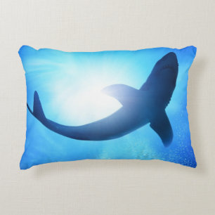 Tiefer Ozean-Haifisch-Silhouette Zierkissen