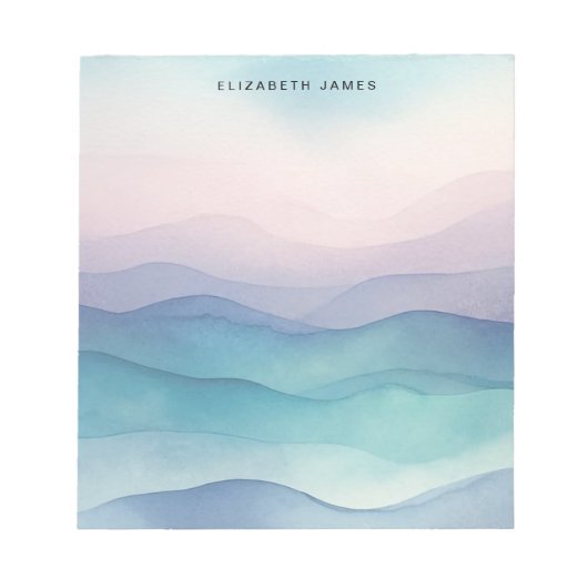 Tiefer Ozean Wasserfarbe Blau Schichten Ombre Notizblock (Vorderseite)