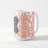 Tiefer Pfirsich-Damast; Vintage Tafel Kaffeetasse (VorderseiteRechts)