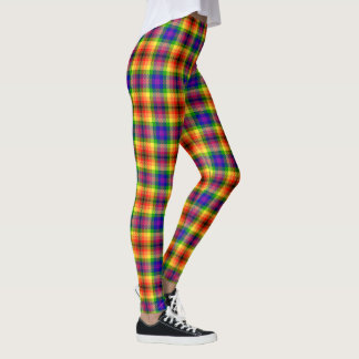 Tiefer Regenbogen Tartan Karierte Einbindung Leggings