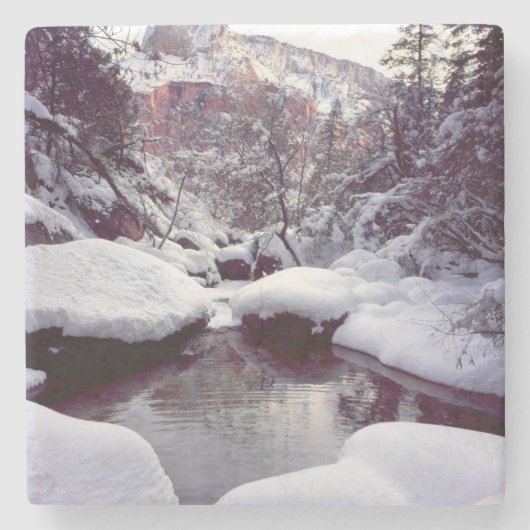 Tiefer Schnee bei Middle Emerald Pools Steinuntersetzer (Vorderseite)