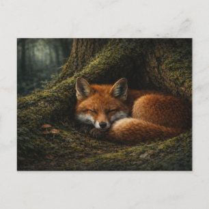 Tiefer Waldschlaf Red Fox Art Postkarte