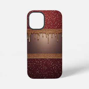 🌸 Tiefer Wein-Tropfen Eleganz über goldenem Glitt iPhone 12 Mini Hülle