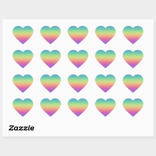 Tiefere Rainbow Gradient Heart Stickers (Blatt)