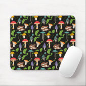 Tiefere Waldmagie: Farbige Pilze auf Schwarz Mousepad (Mit Mouse)
