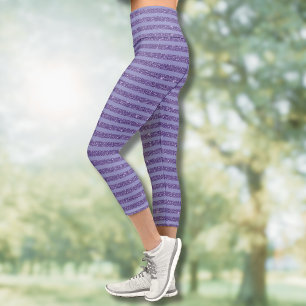 Tiefes Amethyst Glitter Style Horizontale Streifen Capri Leggings