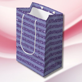 Tiefes Amethyst Glitter Style Horizontale Streifen Mittlere Geschenktüte