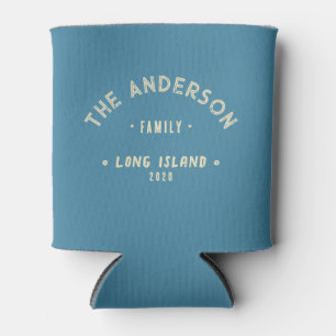 Tiefes Aqua Vintage Familienname am Meer Dosenkühler
