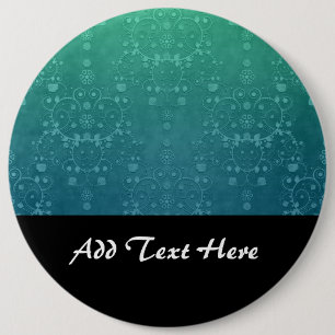 Tiefes Aquamarin Türkis Grün Damastmuster Button