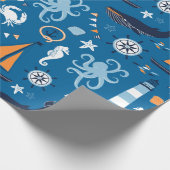 Tiefes Blau alle Sachen nautisch Geschenkpapier (Ecke)