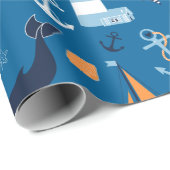 Tiefes Blau alle Sachen nautisch Geschenkpapier (Rolleneckpunkt)