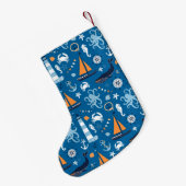 Tiefes Blau alle Sachen nautisch Kleiner Weihnachtsstrumpf (Rückseite (Hängend))