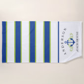 Tiefes blauer Streifen-personalisiertes Strandtuch (Vorderseite)