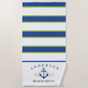 Tiefes blauer Streifen-personalisiertes Strandtuch