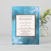 Tiefes blaues Meer Hochzeit Real Foil Folieneinladung (Stehend vorne)