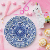 Tiefes blaues Passahfest Seder verzierte 9 Pappteller (Party)