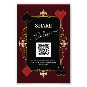Tiefes Burgund Kasino Teilen Foto QR-Code Hochzeit