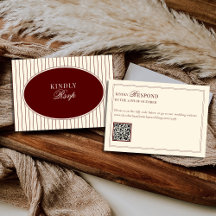 Tiefes Burgunder Elfenbein Streifen Oval Old Money