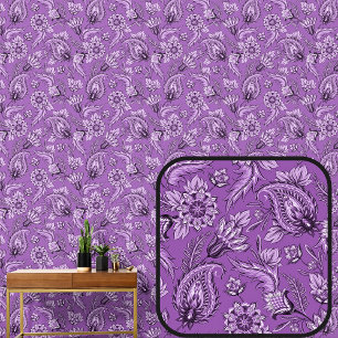 Tiefes Dämmerung Purpurblüten-Paisley Elegant  Tapete