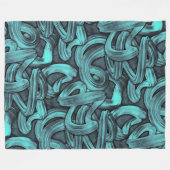 tiefes Denken - Schwarz und aquamarin: Fleecedecke (Vorderseite (Horizontal))