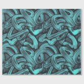 tiefes Denken - Schwarz und aquamarin: Geschenkpapier (Flach)