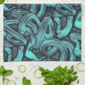 tiefes Denken - Schwarz und aquamarin: Geschirrtuch (Gefaltet)