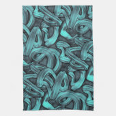 tiefes Denken - Schwarz und aquamarin: Geschirrtuch (Vertikal)