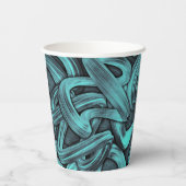 tiefes Denken - Schwarz und aquamarin: Pappbecher (Rückseite)