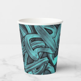 tiefes Denken - Schwarz und aquamarin: Pappbecher