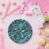 tiefes Denken - Schwarz und aquamarin: Pappteller (Party)