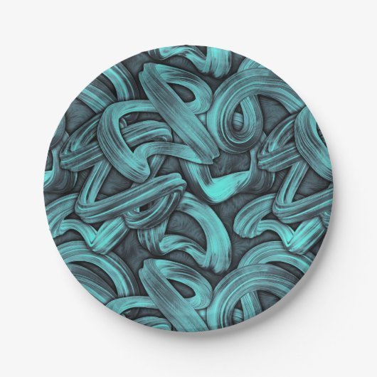tiefes Denken - Schwarz und aquamarin: Pappteller (Vorderseite)