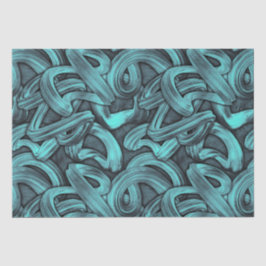 tiefes Denken - Schwarz und aquamarin: Seidenpapier