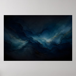 Tiefes Gezeiten-Navy-Teal-Ozean-Abstrakt-Poster Poster