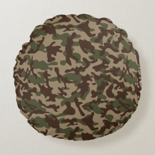 Tiefes Holzcamouflage Rundes Kissen