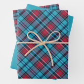 Tiefes Indigo, Aqua, Rot und Blautöne Karo Geschenkpapier Set (Beispiel)