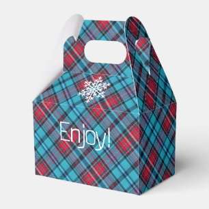 Tiefes Indigo, Aqua, Rot und Blautöne Karo Geschenkschachtel